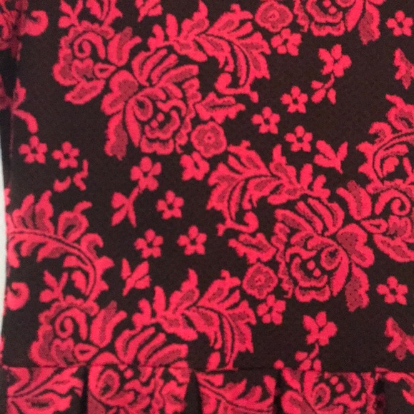 Lularoe Black and Hot Pink Floral Amelia - Picture 2 of 5